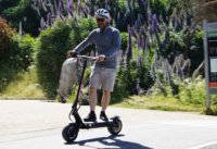 Man accelerating on the Dualtron Thunder electric scooter