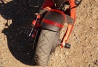Close up of the 10 inch pneumatic tires fro the 10X