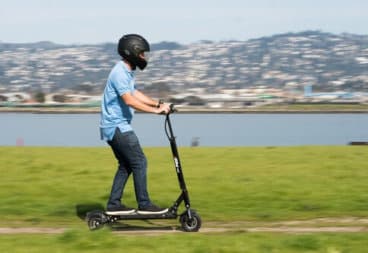 Map riding an electric scooter