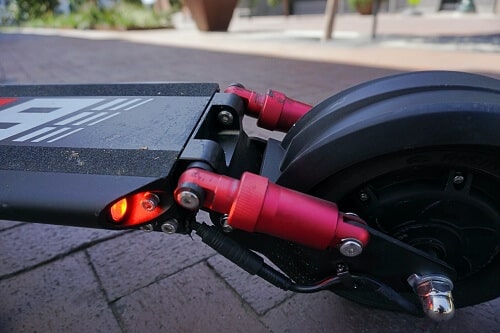 Zero 8 rear spring suspension in anodized red aluminum