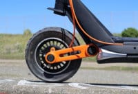 Inokim OX front wheel, tire, and drum brakes