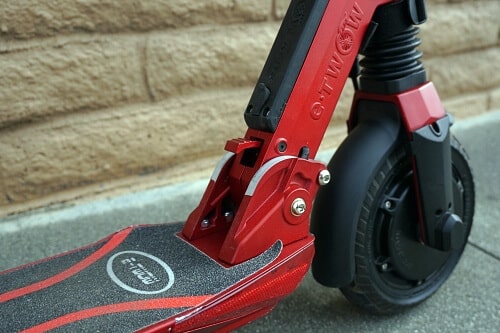 Close up of E-TWOW logo in Booster Sport electric scooter