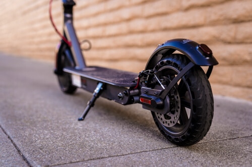 Hiboy S2 Electric Scooter - deck, kickstand, rear tire and fender, low angle