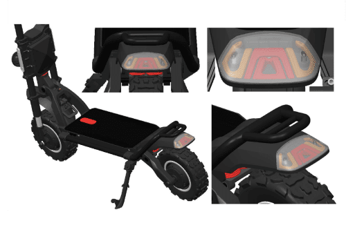 Kaabo Wolf Warrior electric scooter - taillight technical illustration