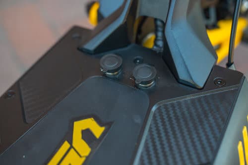 Close up of VSETT 10+ electric scooter charging ports